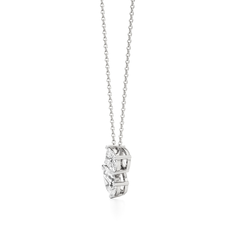 14k White Gold Cherished Moments Diamond Toi et Moi Pendant
