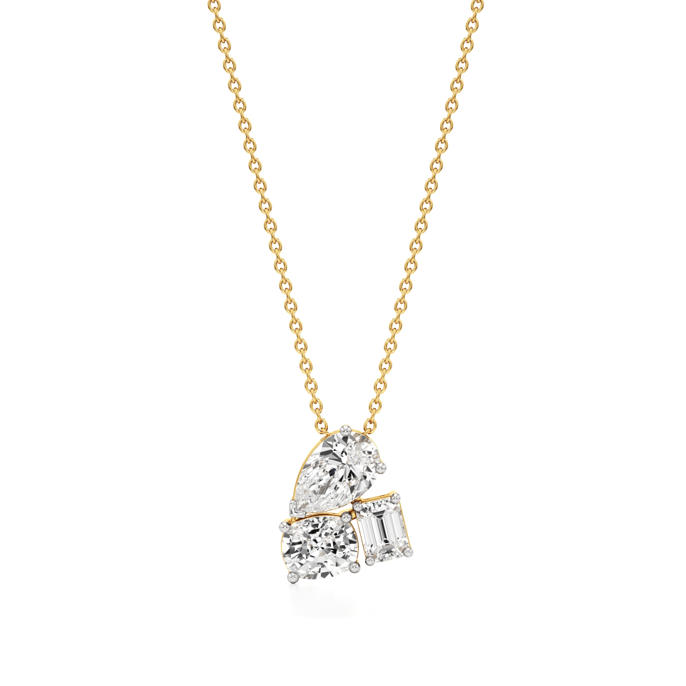 14k Yellow Gold Impeccable Three-Stone Diamond Pendant