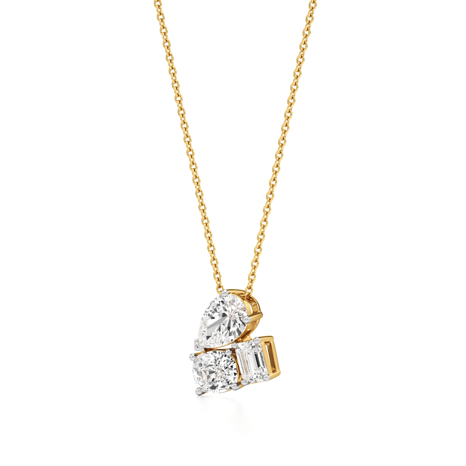 14k Yellow Gold Impeccable Three-Stone Diamond Pendant