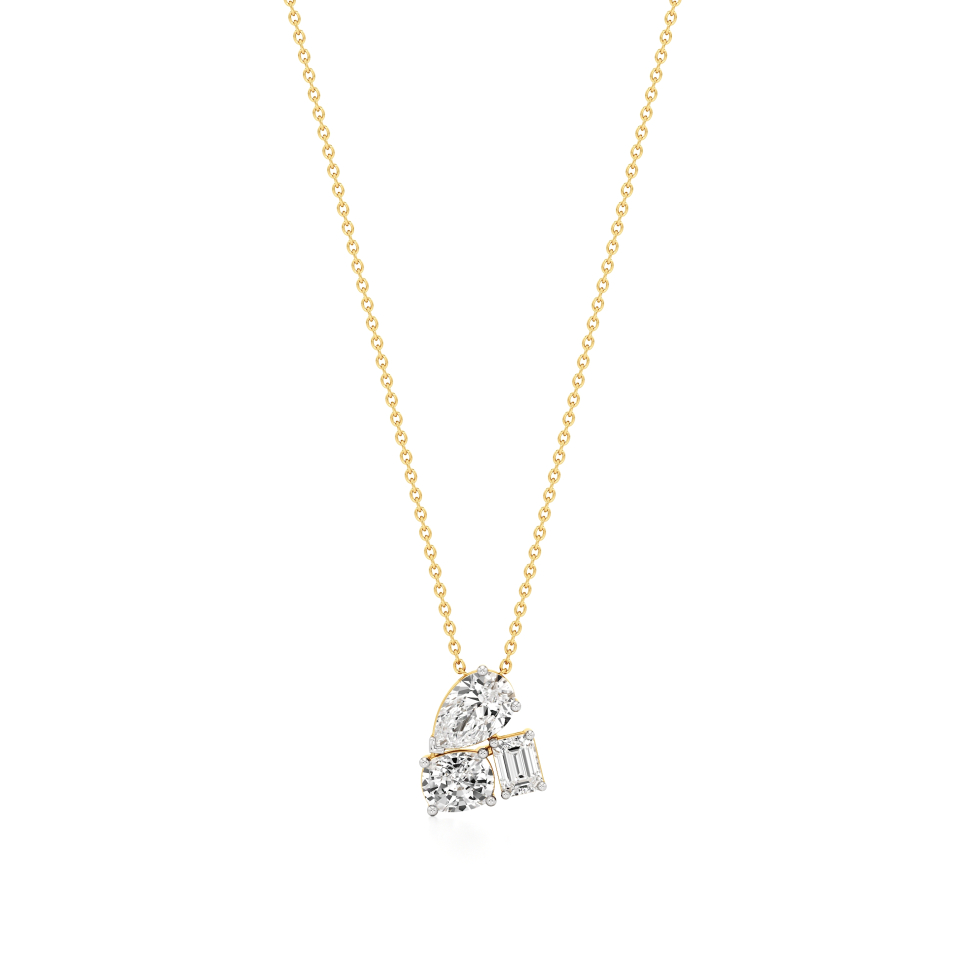 14k Yellow Gold Impeccable Three-Stone Diamond Pendant