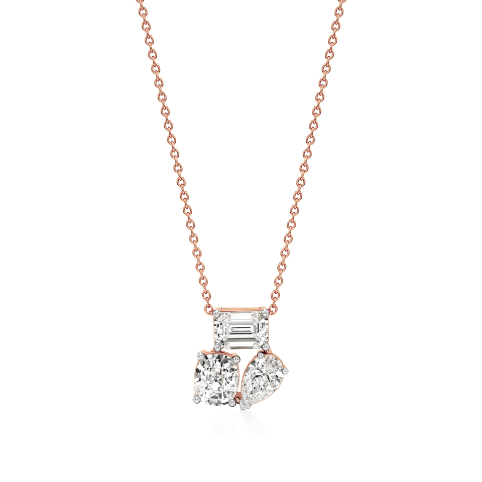 14k Rose Gold Refined Trio Diamond Pendant