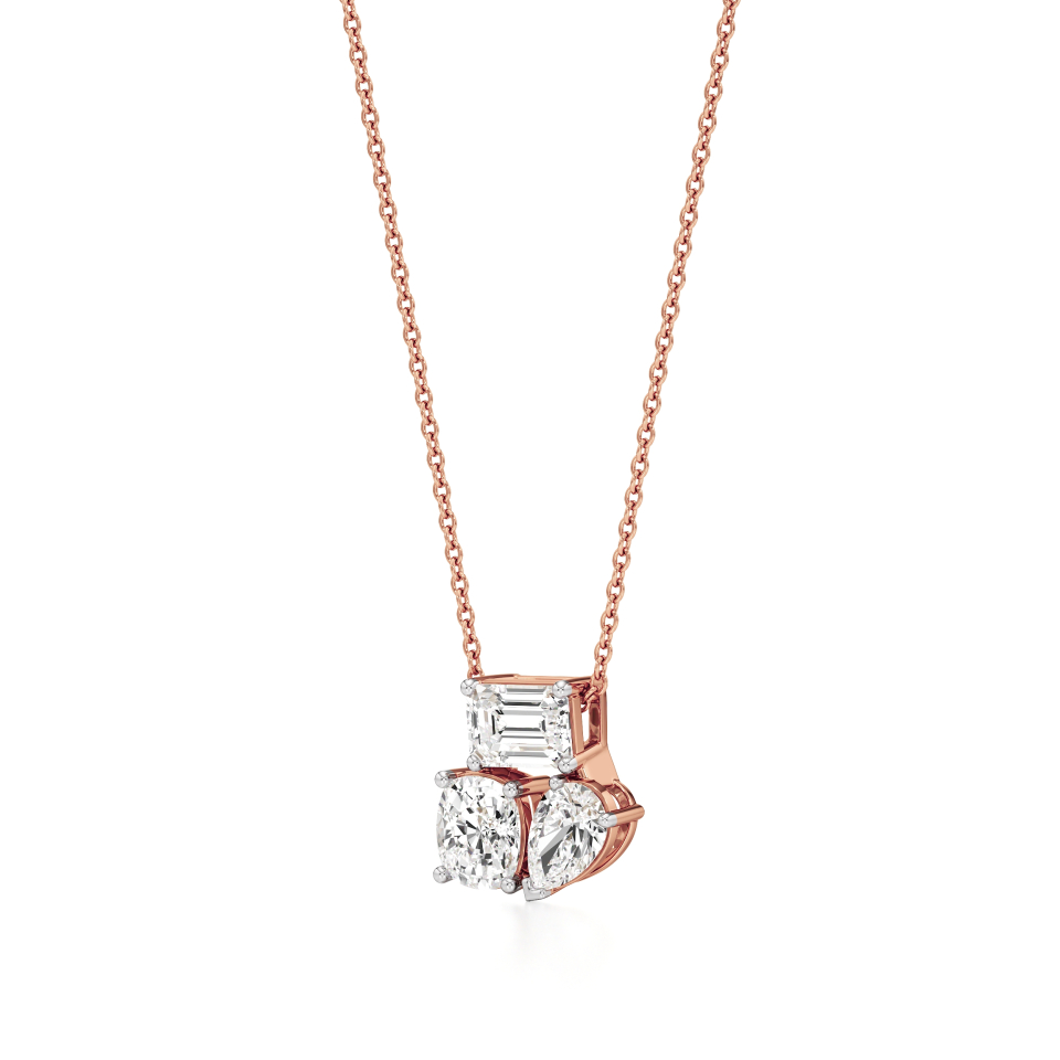 14k Rose Gold Refined Trio Diamond Pendant