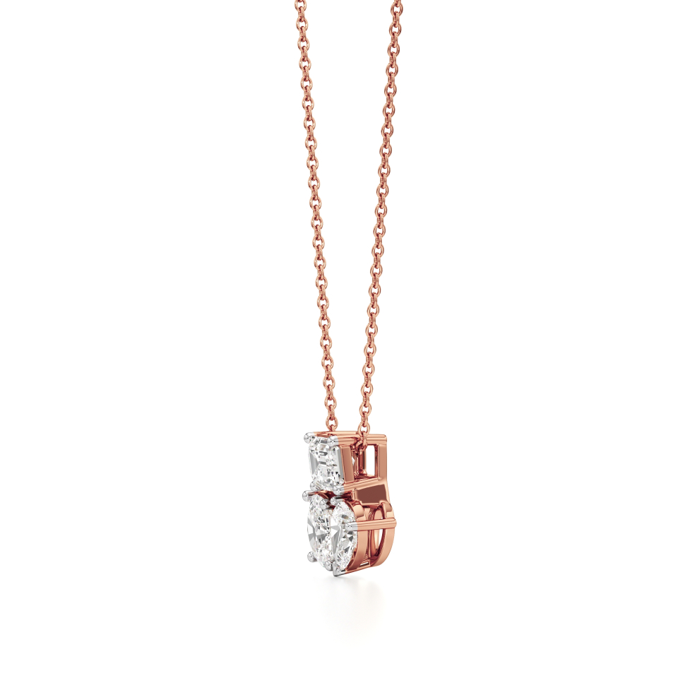 14k Rose Gold Refined Trio Diamond Pendant