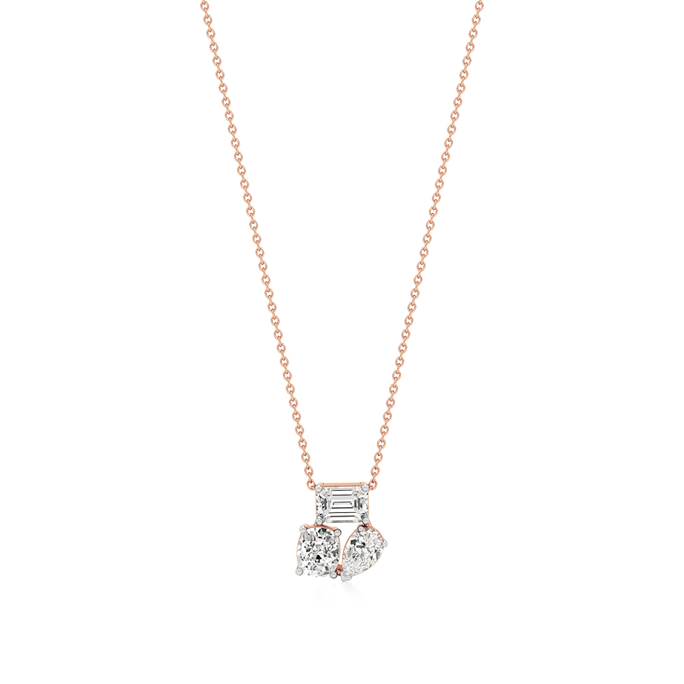 14k Rose Gold Refined Trio Diamond Pendant