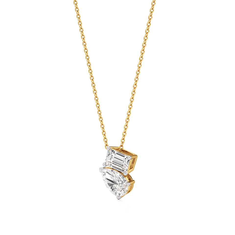 14k Yellow Gold Unified Bliss Diamond Toi et Moi Pendant