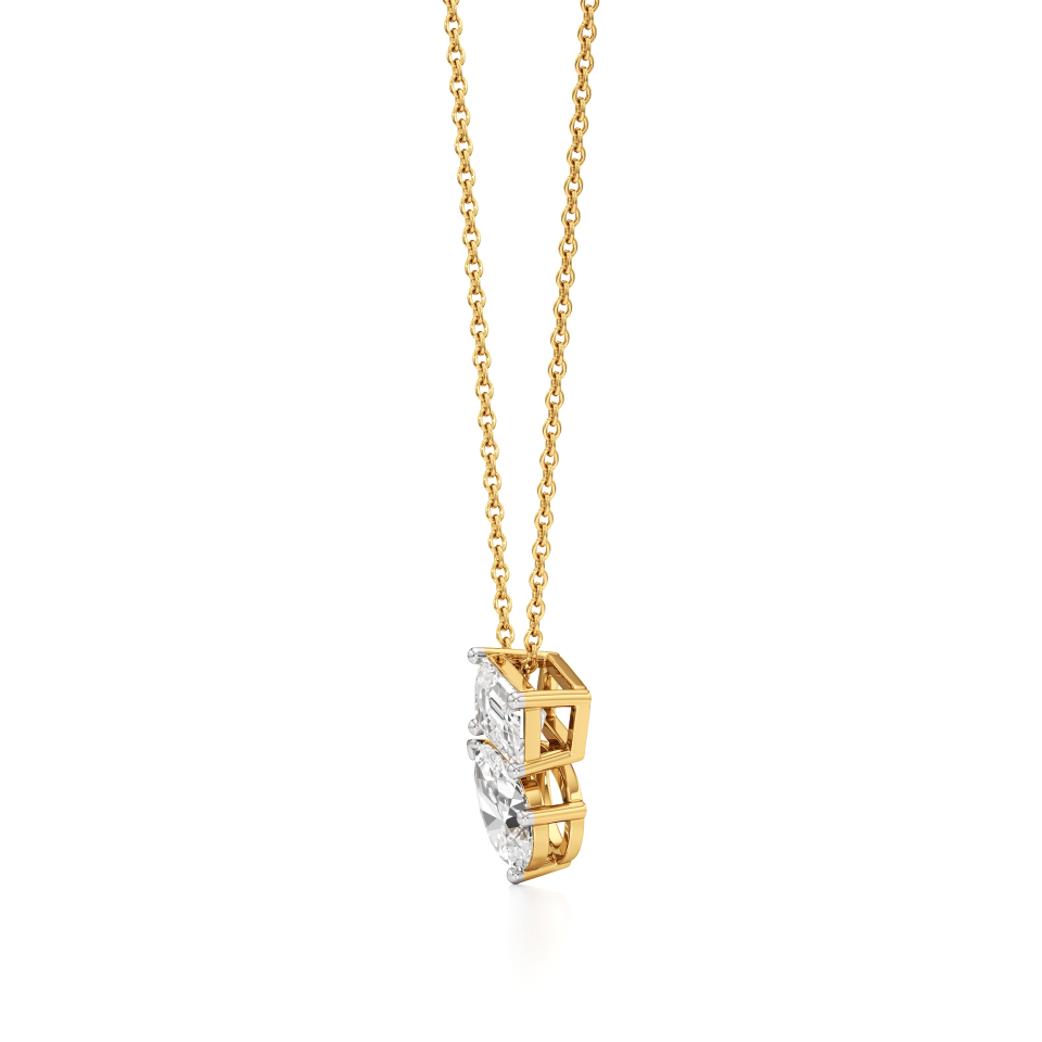 14k Yellow Gold Unified Bliss Diamond Toi et Moi Pendant