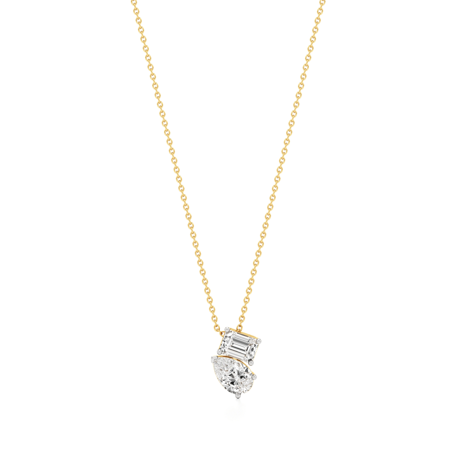 14k Yellow Gold Unified Bliss Diamond Toi et Moi Pendant