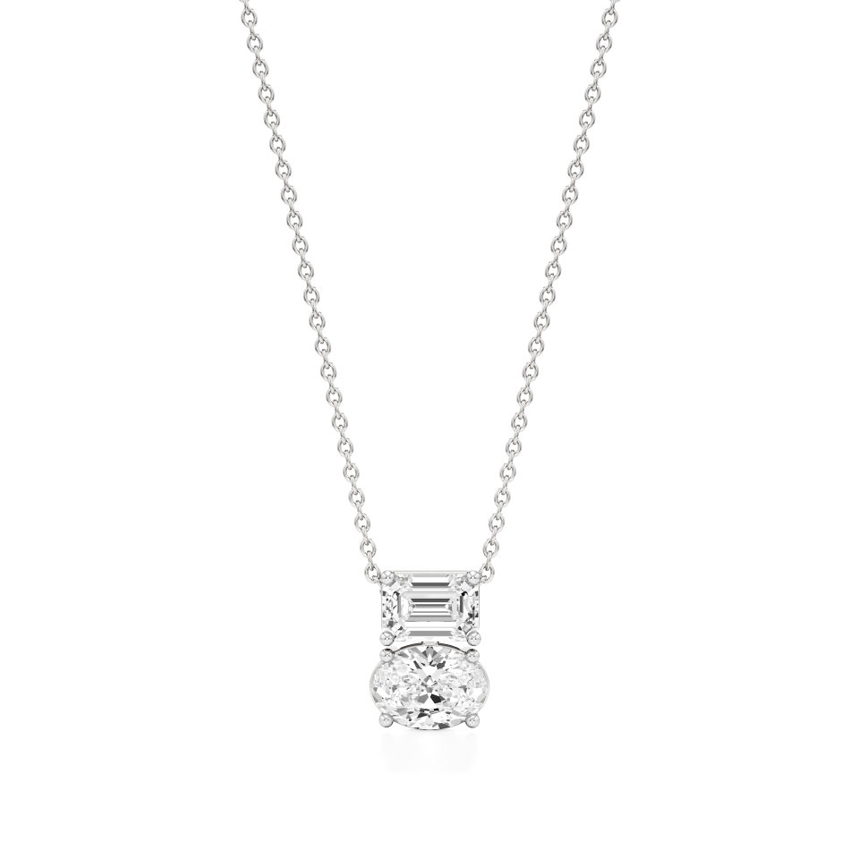 14k White Gold Eternal Bond Diamond Toi et Moi Pendant