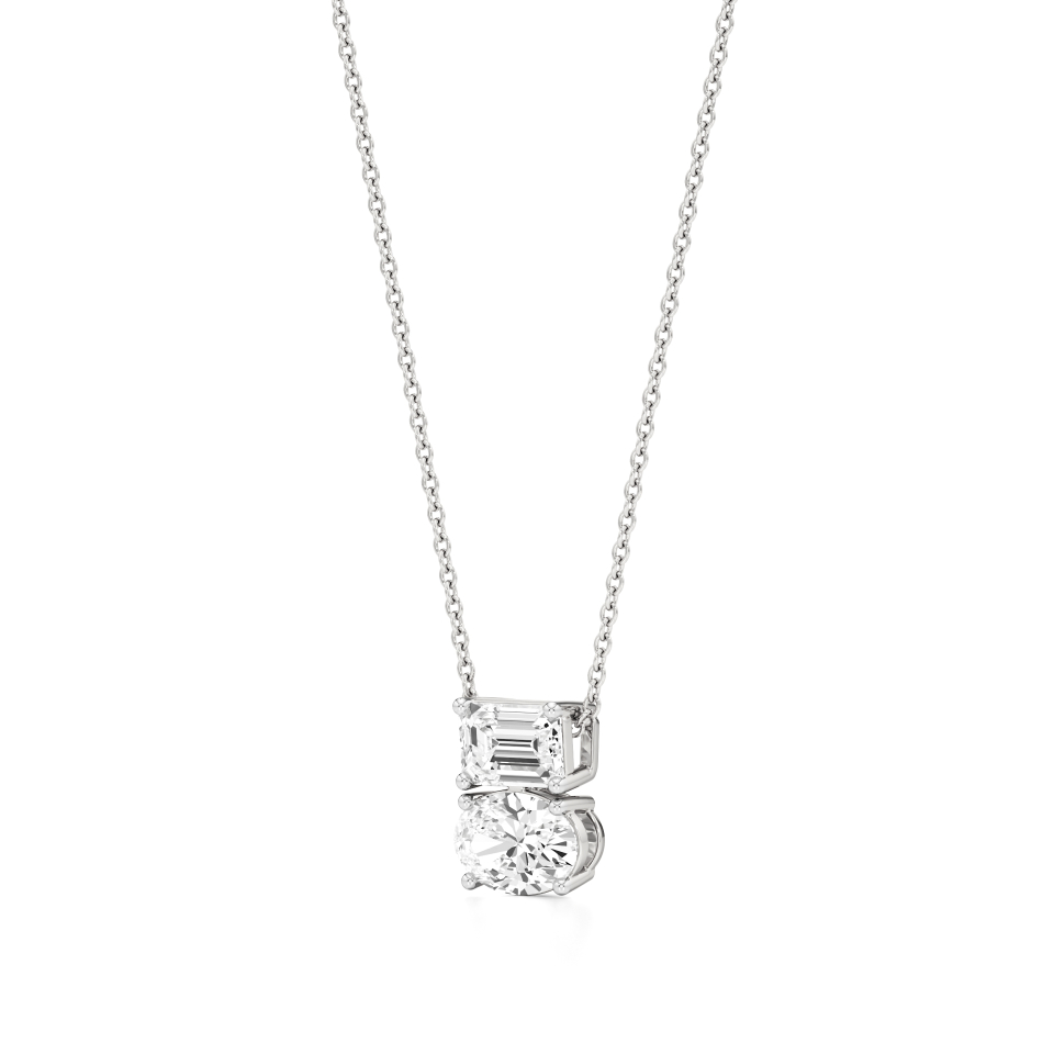14k White Gold Eternal Bond Diamond Toi et Moi Pendant