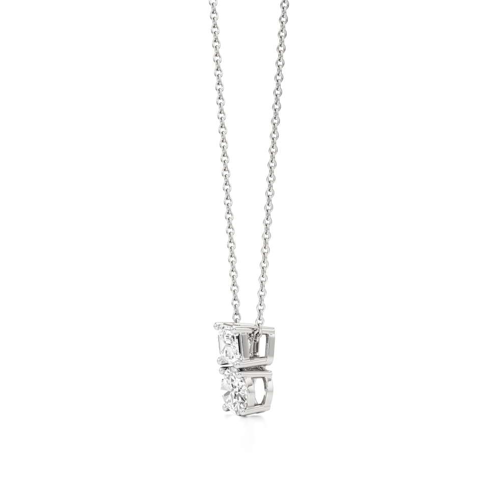 14k White Gold Eternal Bond Diamond Toi et Moi Pendant