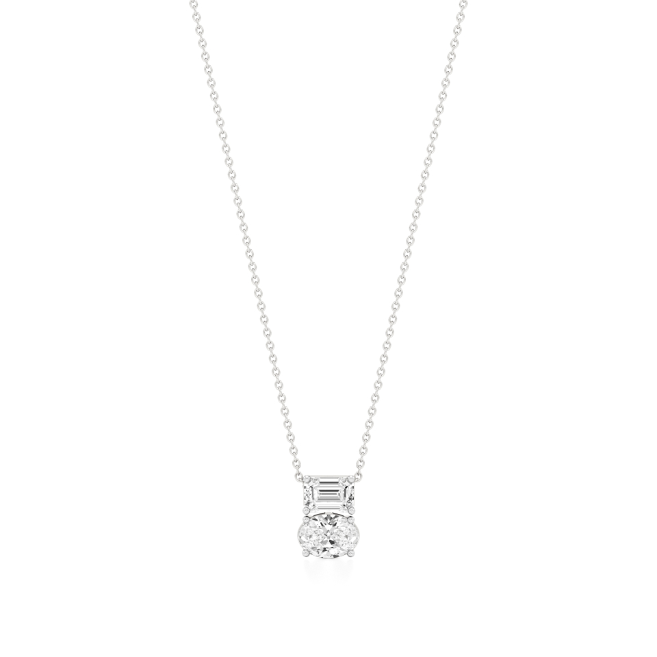 14k White Gold Eternal Bond Diamond Toi et Moi Pendant