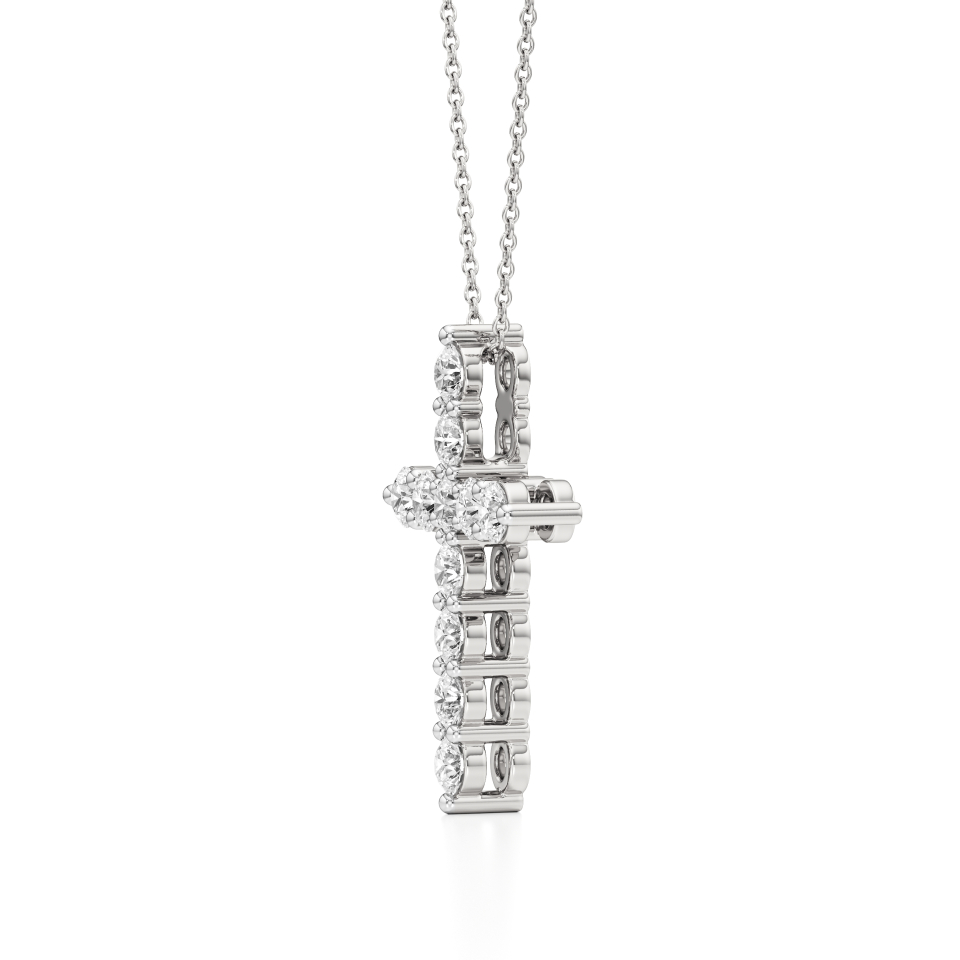 14k White Gold Timeless Faith Diamond Cross Pendant