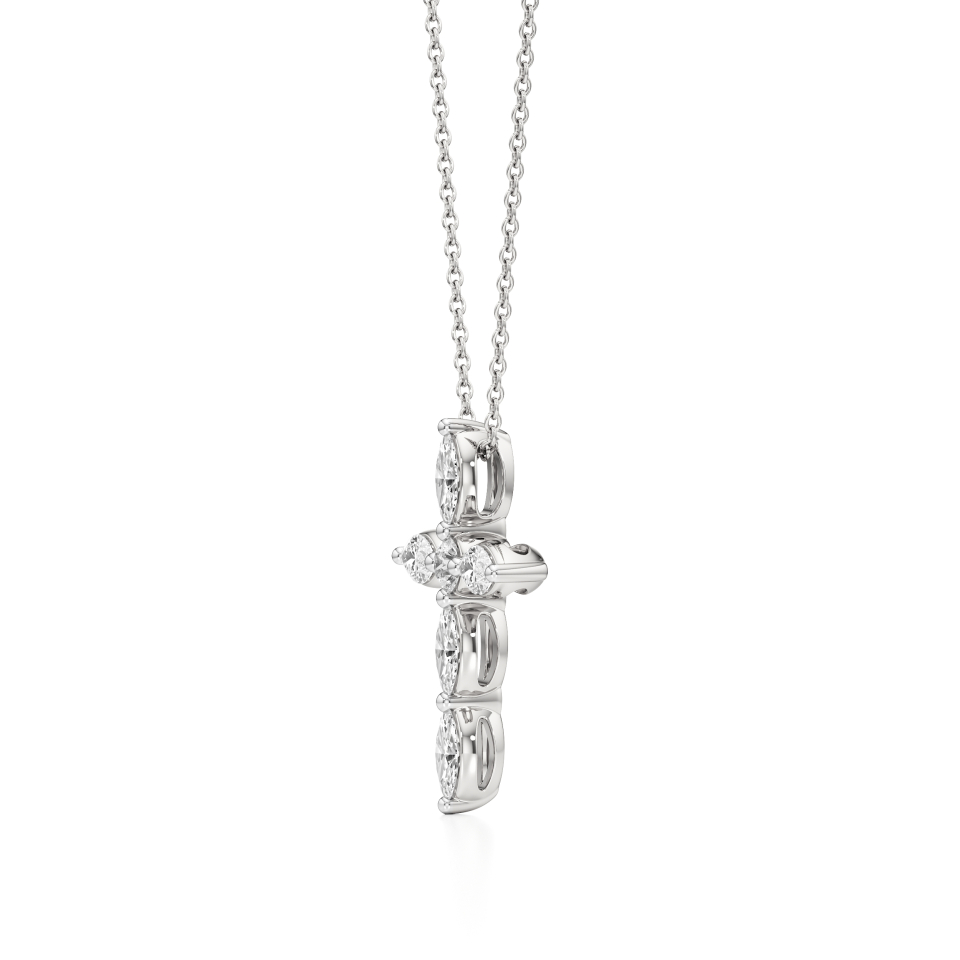 14k White Gold Radiant Devotion Diamond Cross Pendant