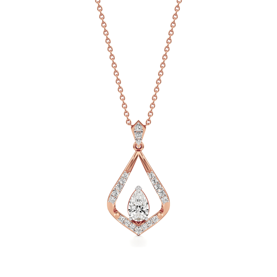 14k Rose Gold Radiant Frame Diamond Pendant