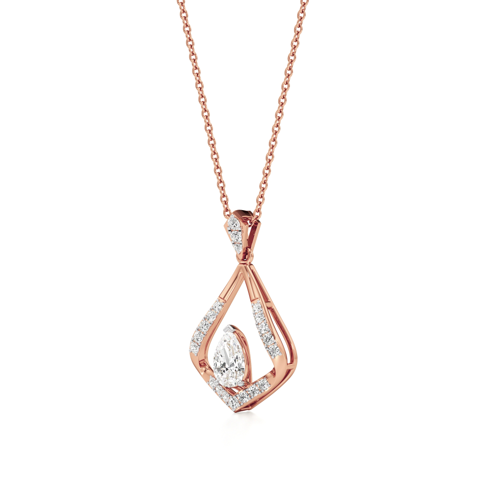 14k Rose Gold Radiant Frame Diamond Pendant