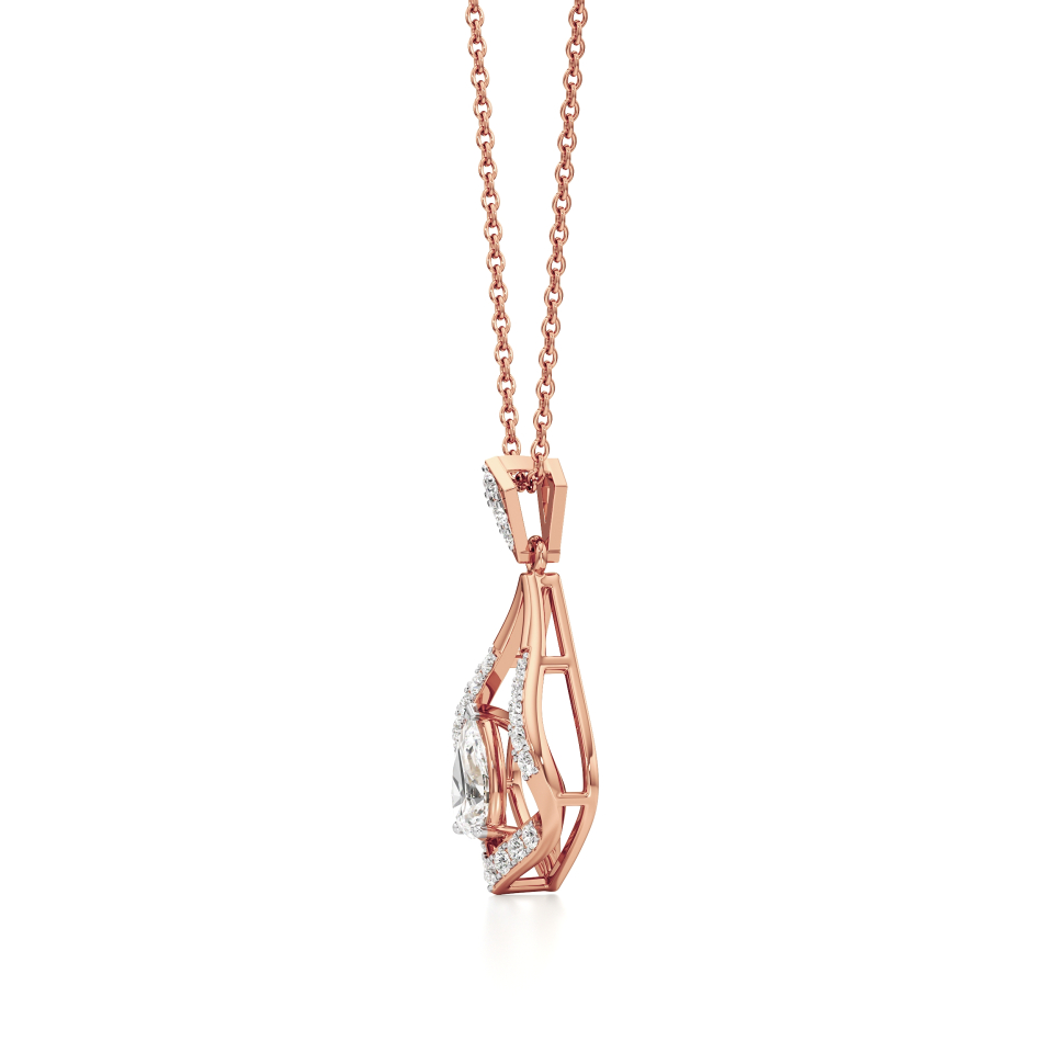 14k Rose Gold Radiant Frame Diamond Pendant