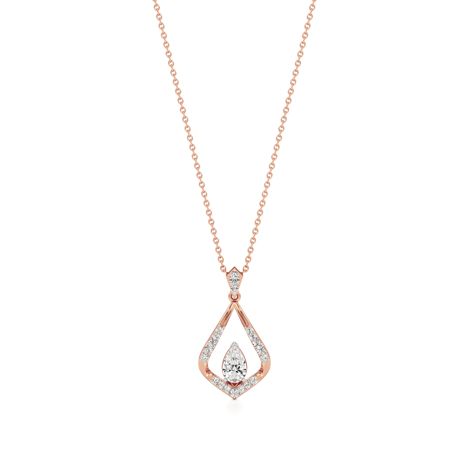 14k Rose Gold Radiant Frame Diamond Pendant