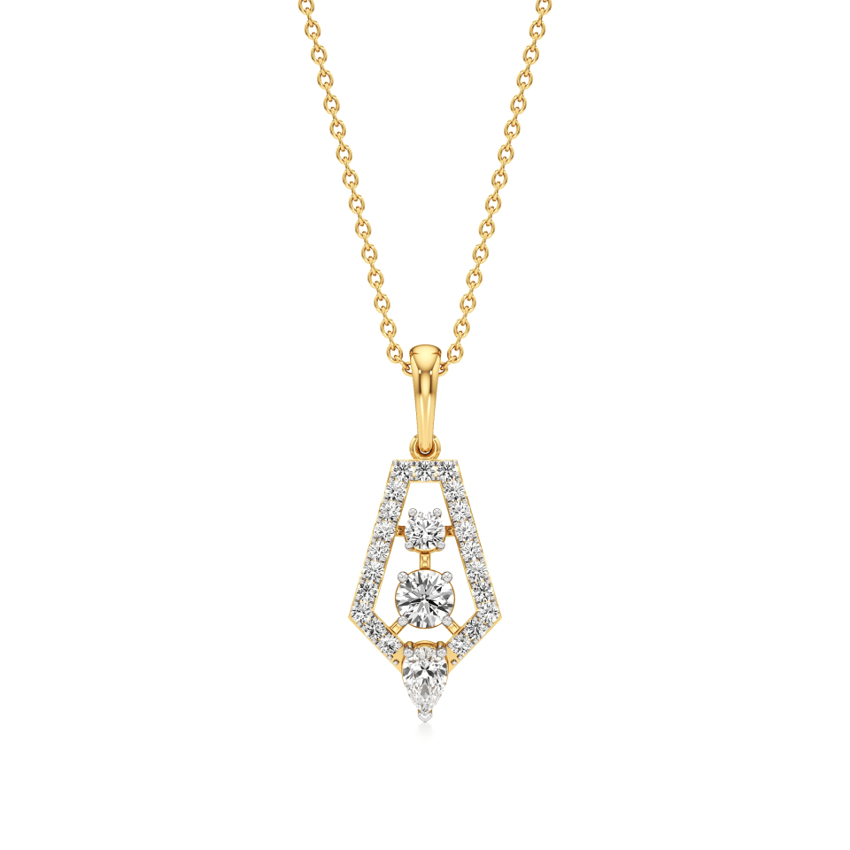 14k Yellow Gold Tri-Lustre Diamond Pendant
