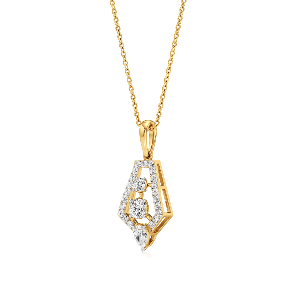 14k Yellow Gold Tri-Lustre Diamond Pendant