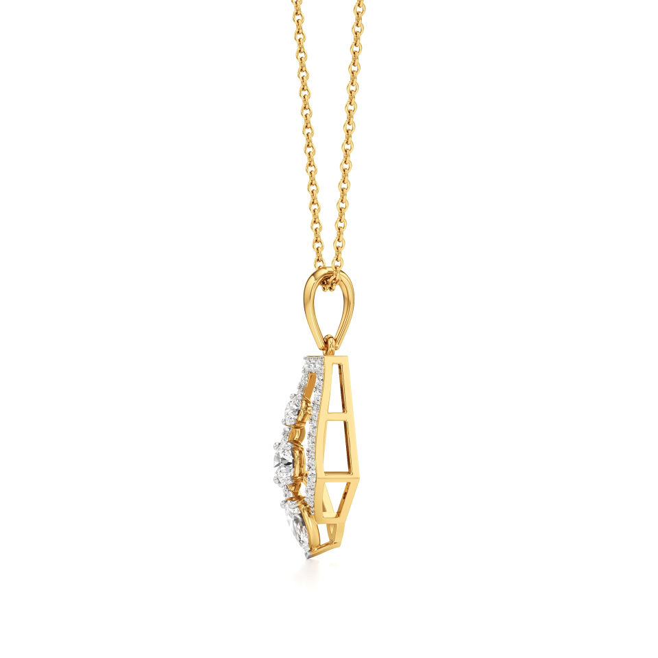 14k Yellow Gold Tri-Lustre Diamond Pendant