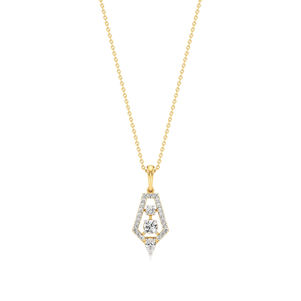 14k Yellow Gold Tri-Lustre Diamond Pendant