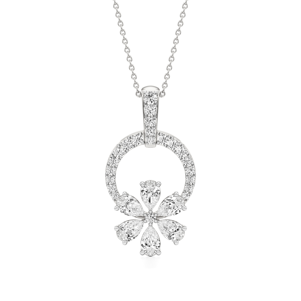 14k White Gold Blooming Radiance Diamond Pendant