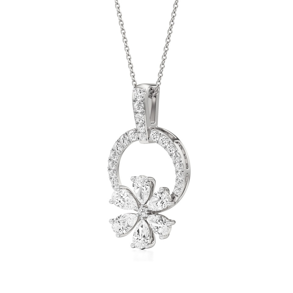 14k White Gold Blooming Radiance Diamond Pendant