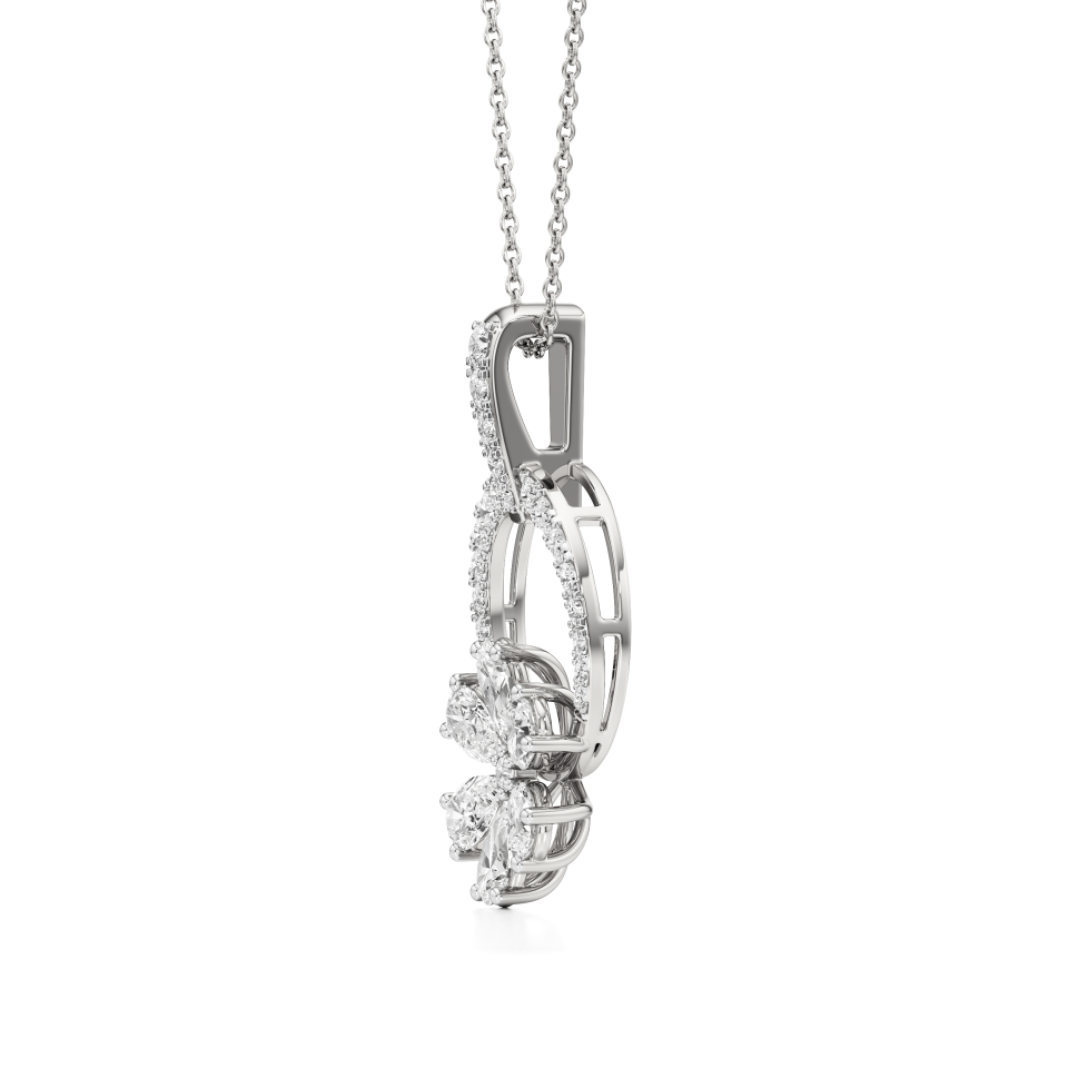 14k White Gold Blooming Radiance Diamond Pendant