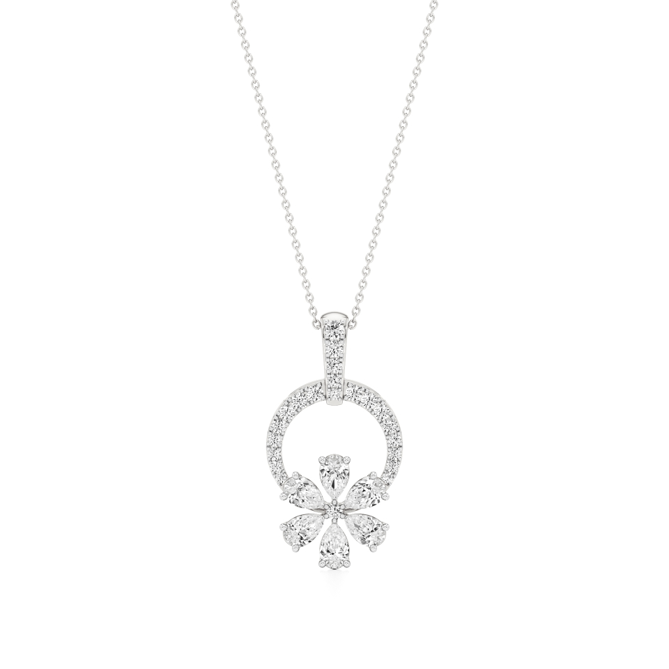 14k White Gold Blooming Radiance Diamond Pendant
