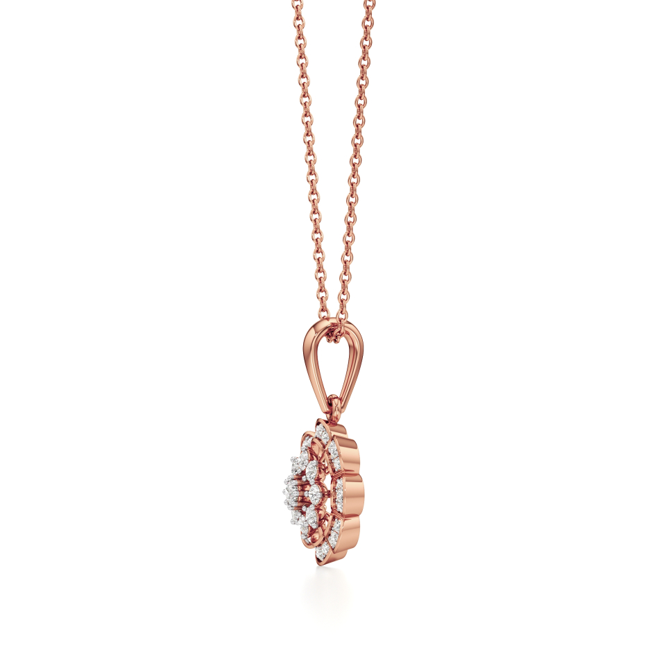 14k Rose Gold Blossom Charm Diamond Pendant