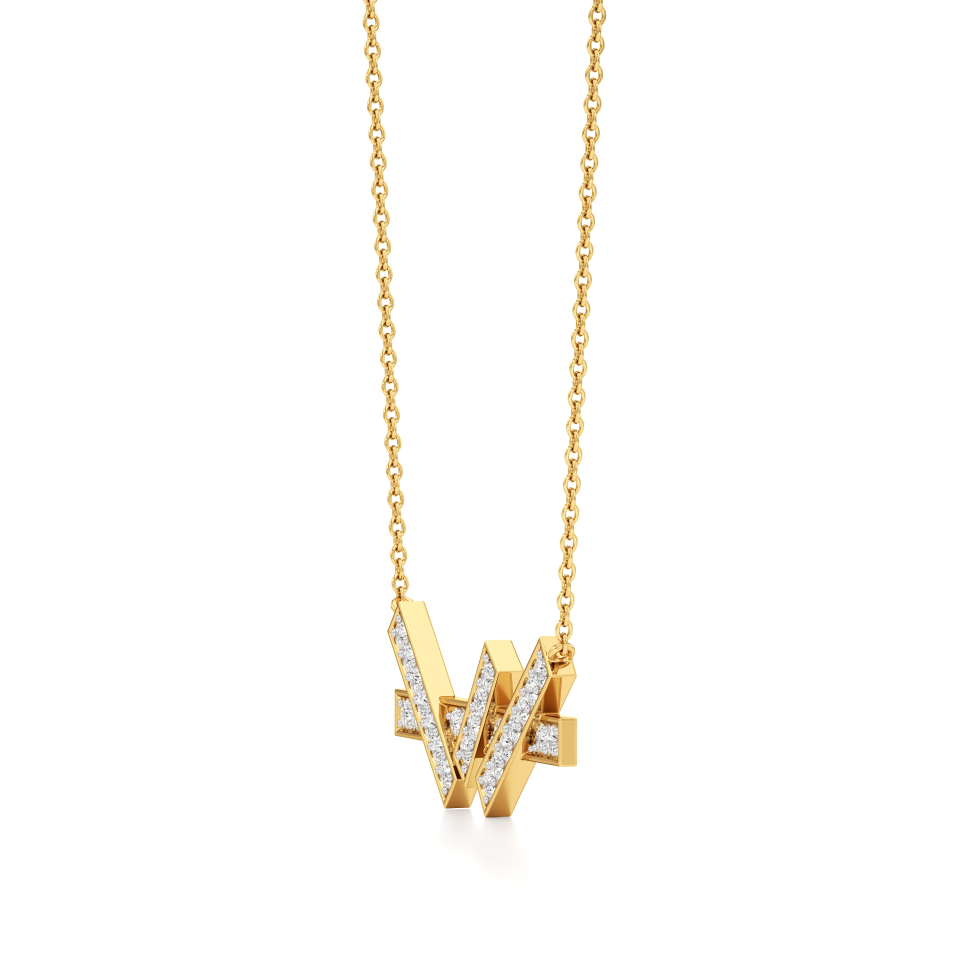 14k Yellow Gold Modern Luxe Diamond Pendant