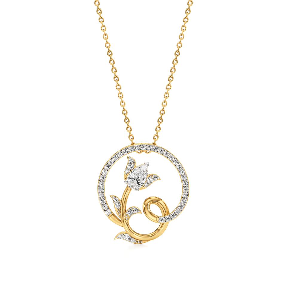 14k Yellow Gold Tulara Lotus Delight Diamond Pendant