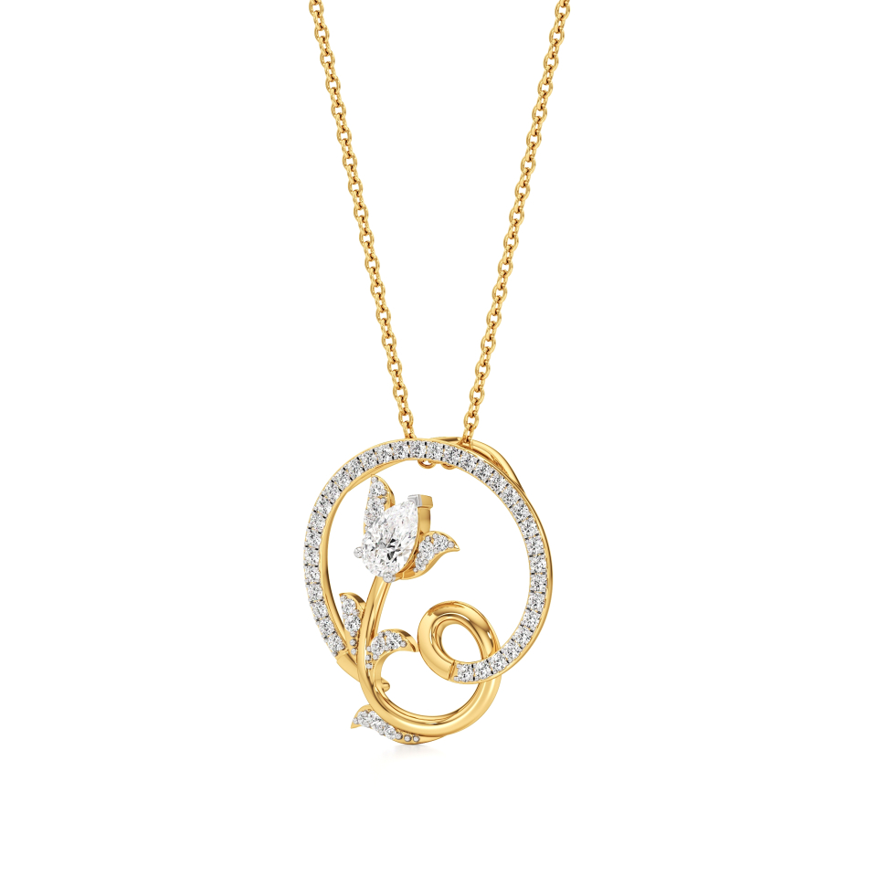14k Yellow Gold Tulara Lotus Delight Diamond Pendant
