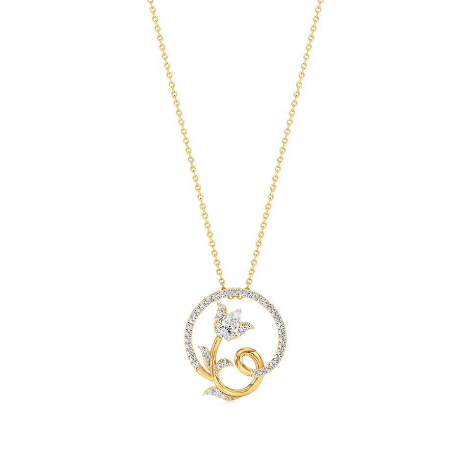 14k Yellow Gold Tulara Lotus Delight Diamond Pendant