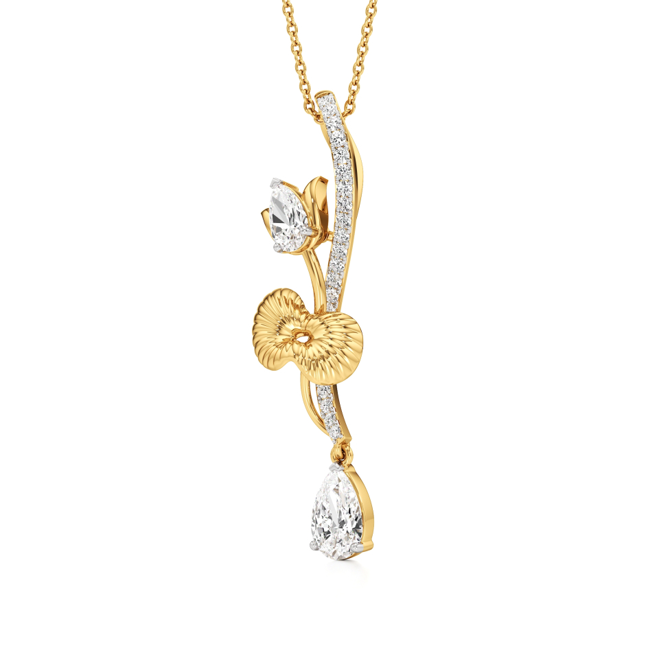 14k Yellow Gold Elanora Lotus Elegance Diamond Pendant