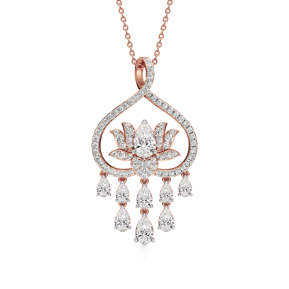 14k Rose Gold Celestara Lotus Petal Diamond Pendant