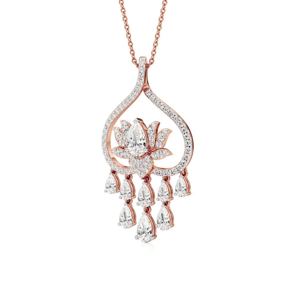 14k Rose Gold Celestara Lotus Petal Diamond Pendant