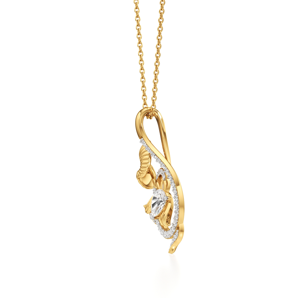 14k Yellow Gold Arden Lotus Elegance Diamond Pendant