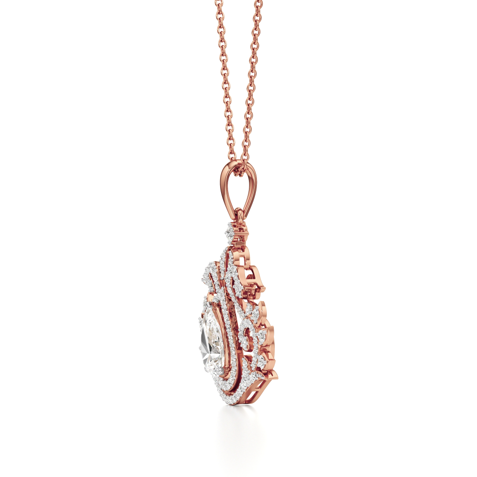 14k Rose Gold Celestia Lotus Crest Diamond Pendant
