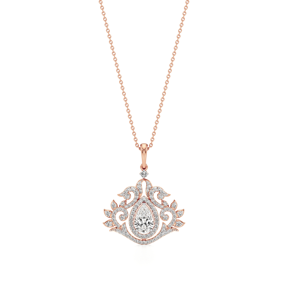 14k Rose Gold Celestia Lotus Crest Diamond Pendant