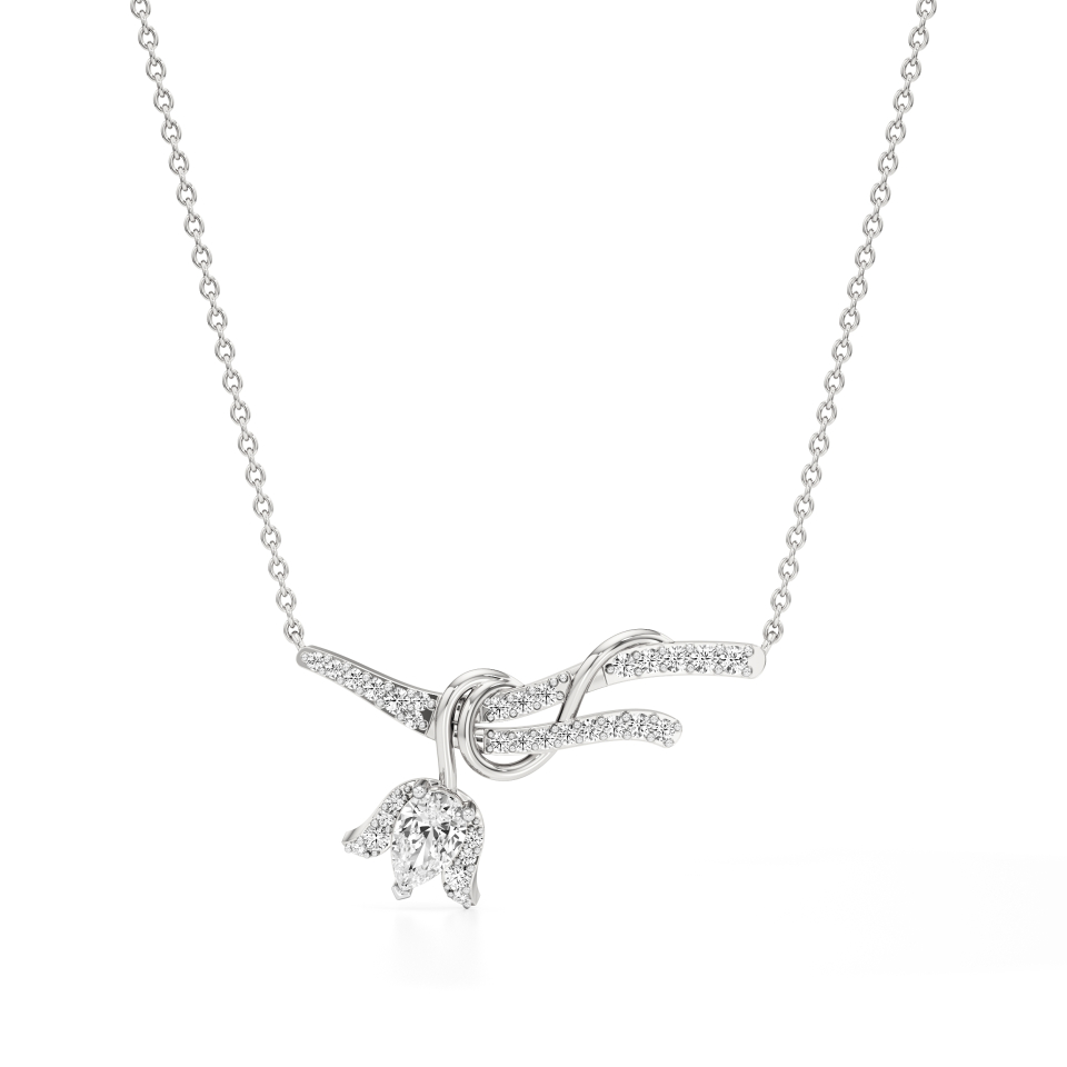 14k White Gold Serenra Lotus Knot Diamond Pendant