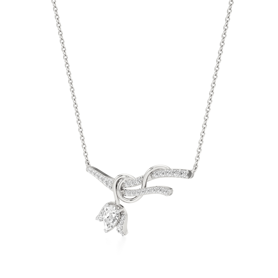 14k White Gold Serenra Lotus Knot Diamond Pendant