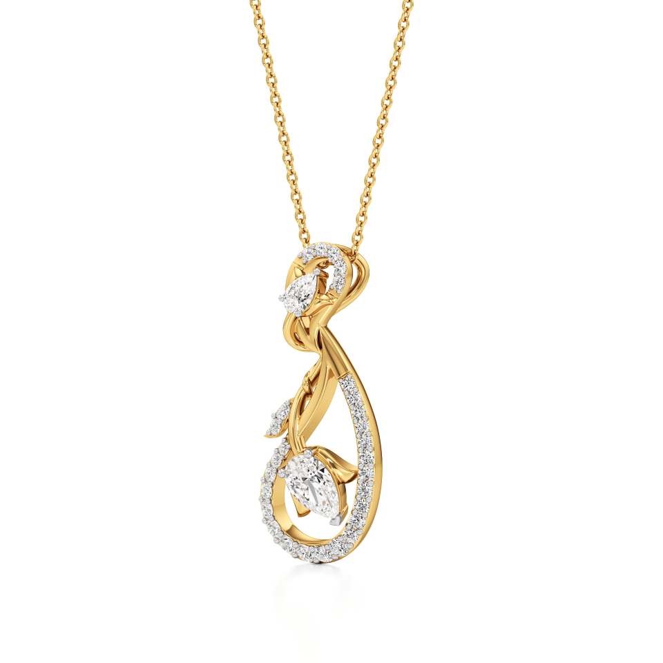 14k Yellow Gold Elysia Lotus Radiance Diamond Pendant