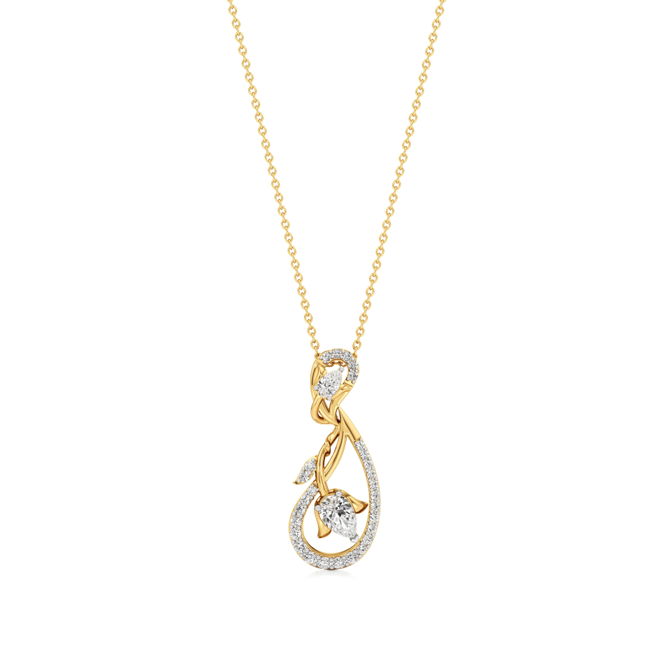 14k Yellow Gold Elysia Lotus Radiance Diamond Pendant