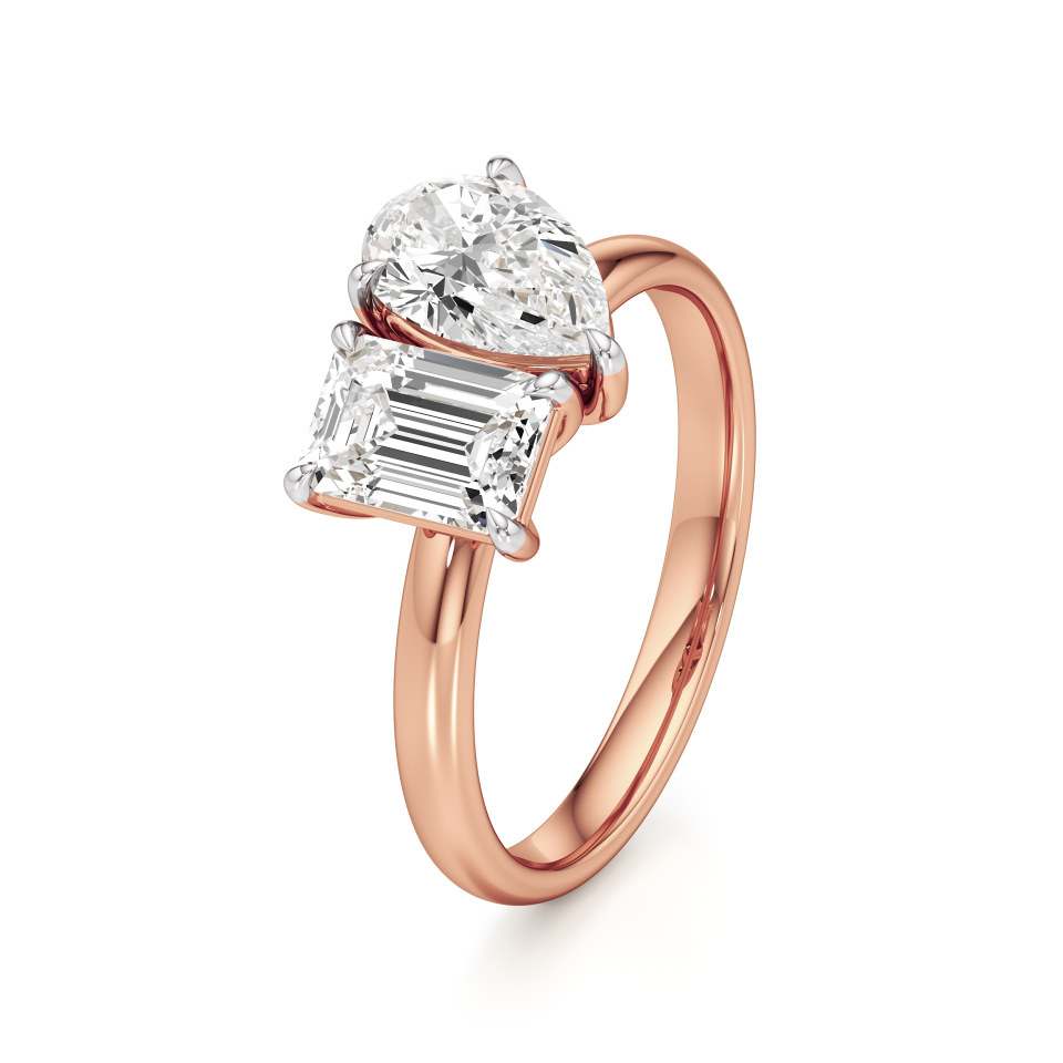 14k Rose Gold Duo Grace Diamond Ring