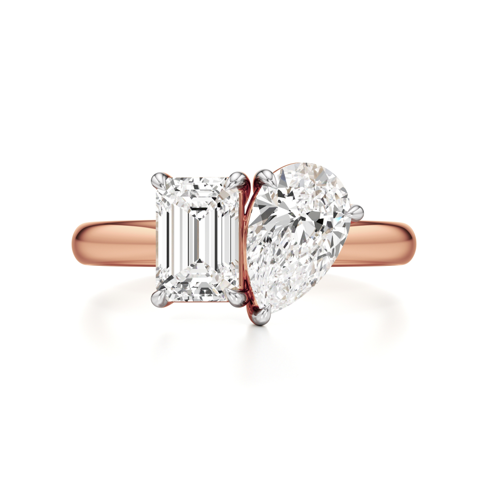 14k Rose Gold Duo Grace Diamond Ring