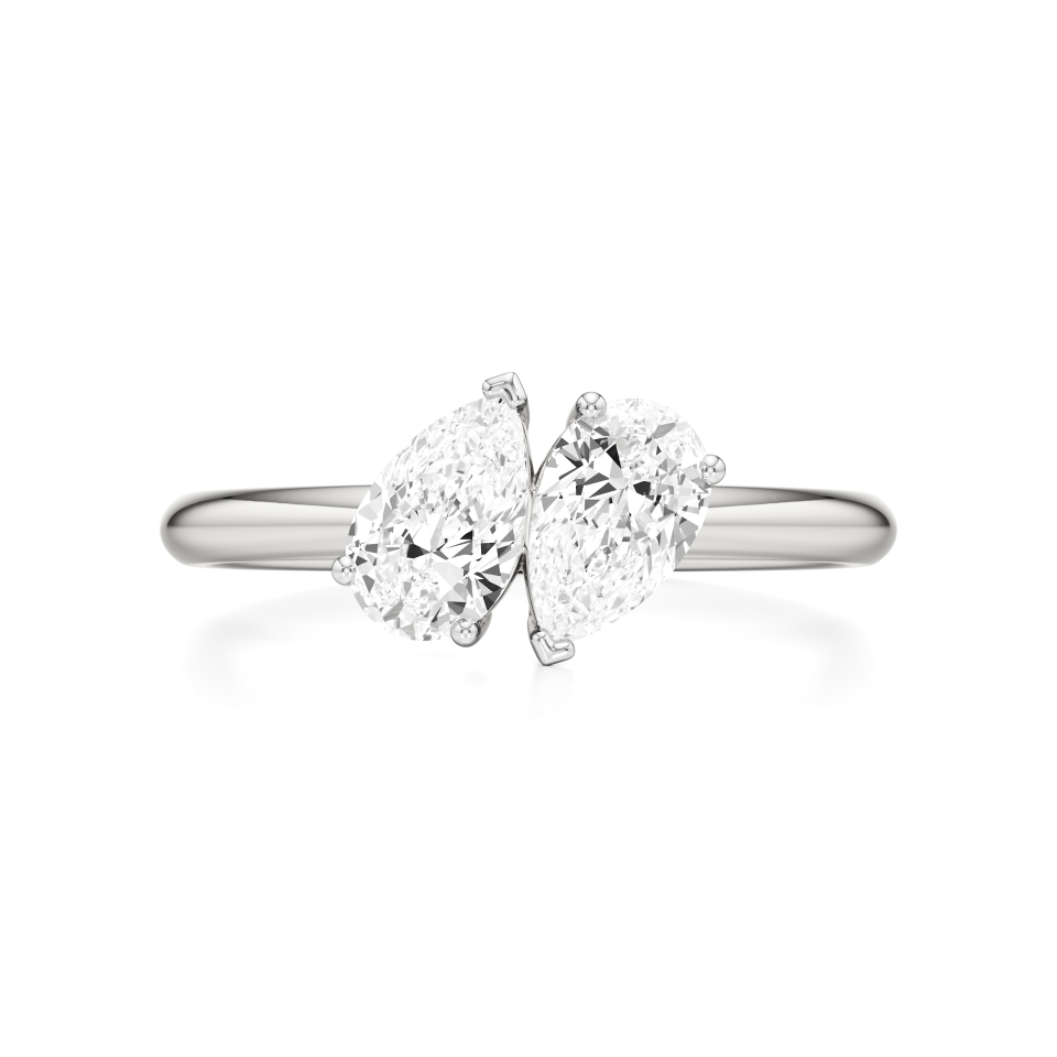 14k White Gold Elysian Elegant 2-Stone Toi Et Moi Ring