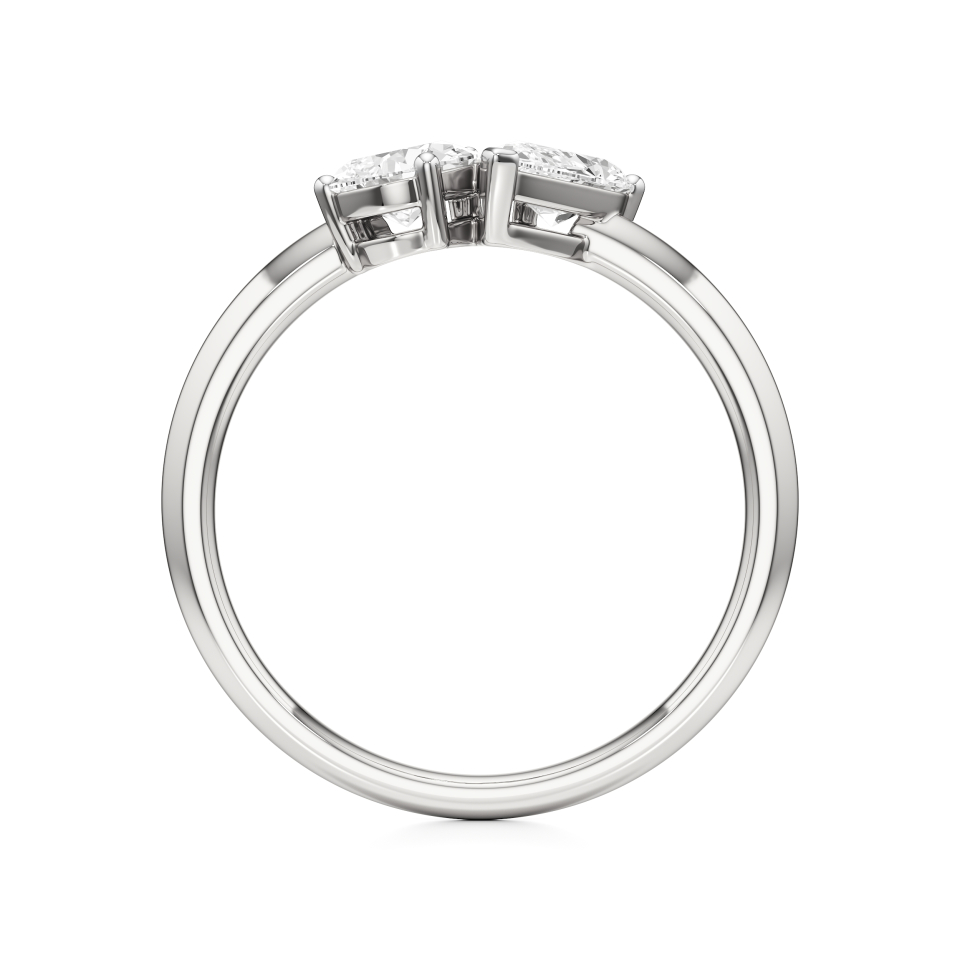 14k White Gold Elysian Elegant 2-Stone Toi Et Moi Ring