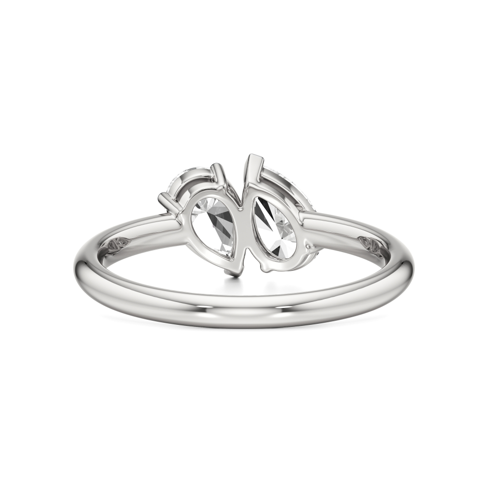 14k White Gold Elysian Elegant 2-Stone Toi Et Moi Ring