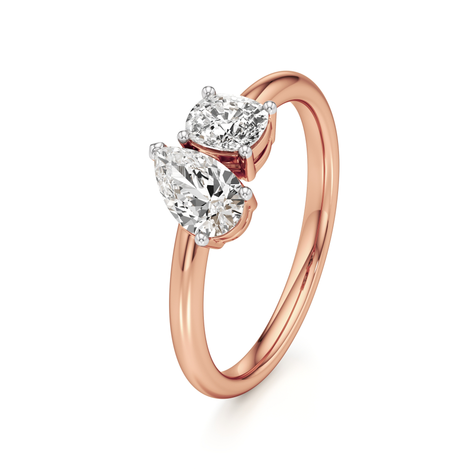 14k Rose Gold Celeste Elegant 2-Stone Toi Et Moi Ring